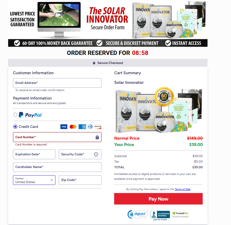 The Solar Innovator Check Out